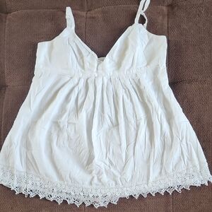 New York & Company White Cotton Blend Top